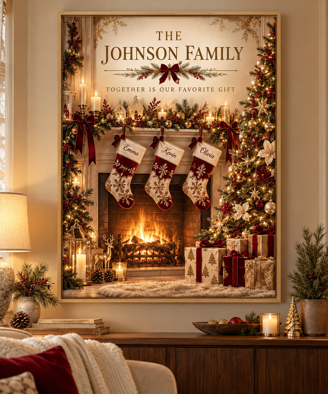 Personalized Christmas wall art lifestyle mockup — THE JOHNSON FAMILY