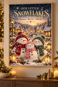 Personalized Christmas wall art lifestyle mockup — OUR LITTLE SNOWFLAKES