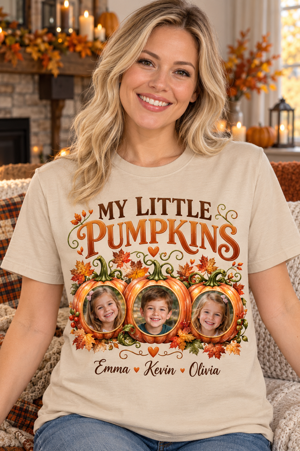 Custom child photos Halloween family shirt — MY LITTLE PUMPKINS