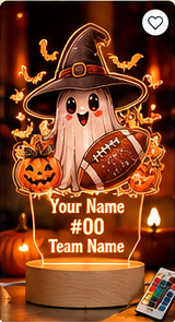 Personalized Halloween Witch Player LED Lamp – Custom Name Number & Team