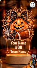 Personalized Halloween Pumpkin Bow LED Lamp – Custom Name & Number