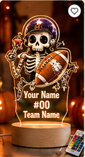 Personalized Halloween Skeleton Player LED Lamp – Custom Name Number & Team