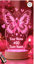 Personalized Pink October Butterfly LED Lamp – Custom Name Awareness Light