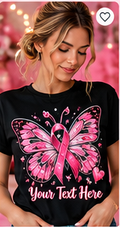 Personalized Pink October Butterfly T-Shirt – Custom Name Awareness Tee