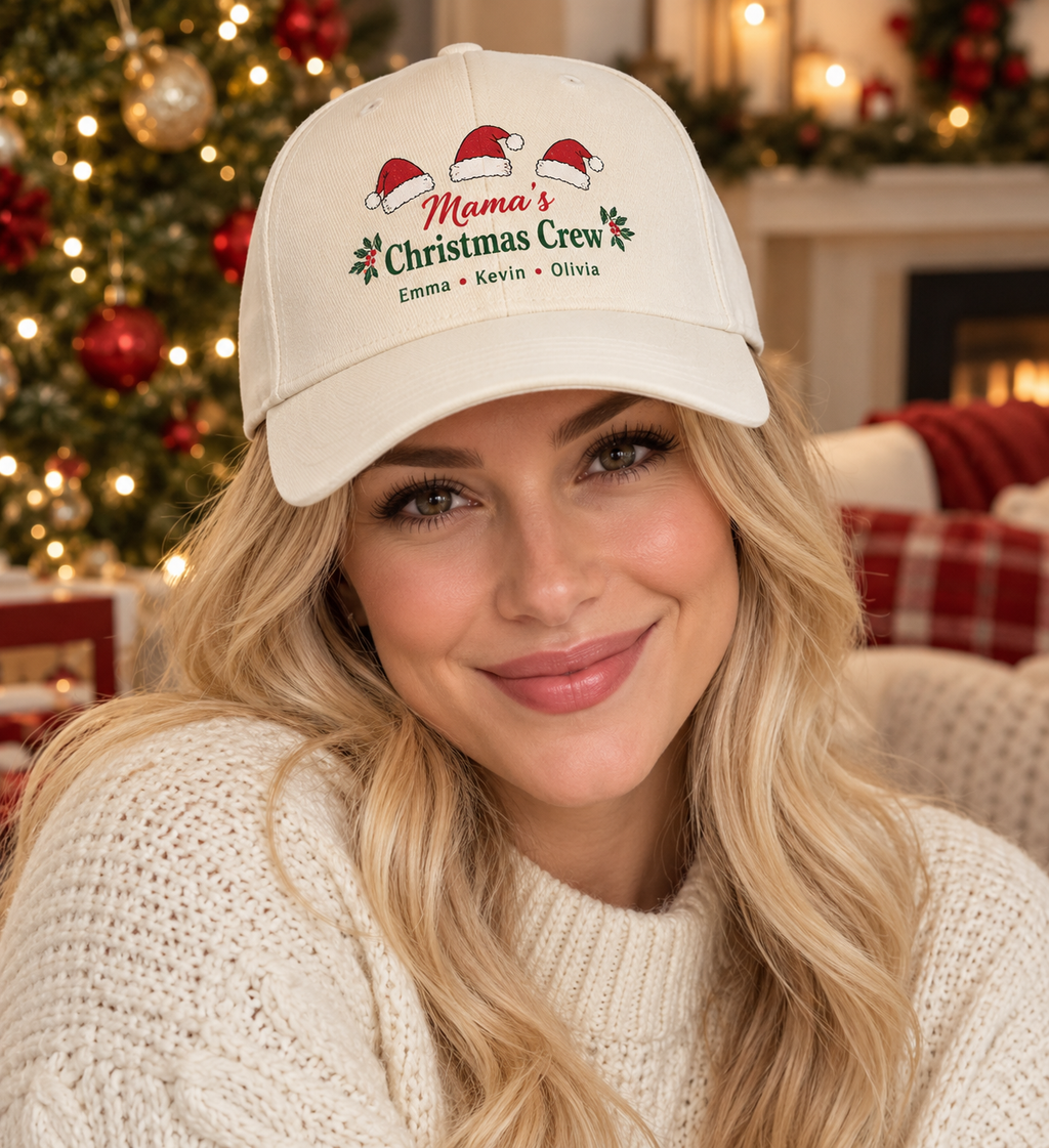 Mama’s Christmas Crew personalized Christmas cap – custom name