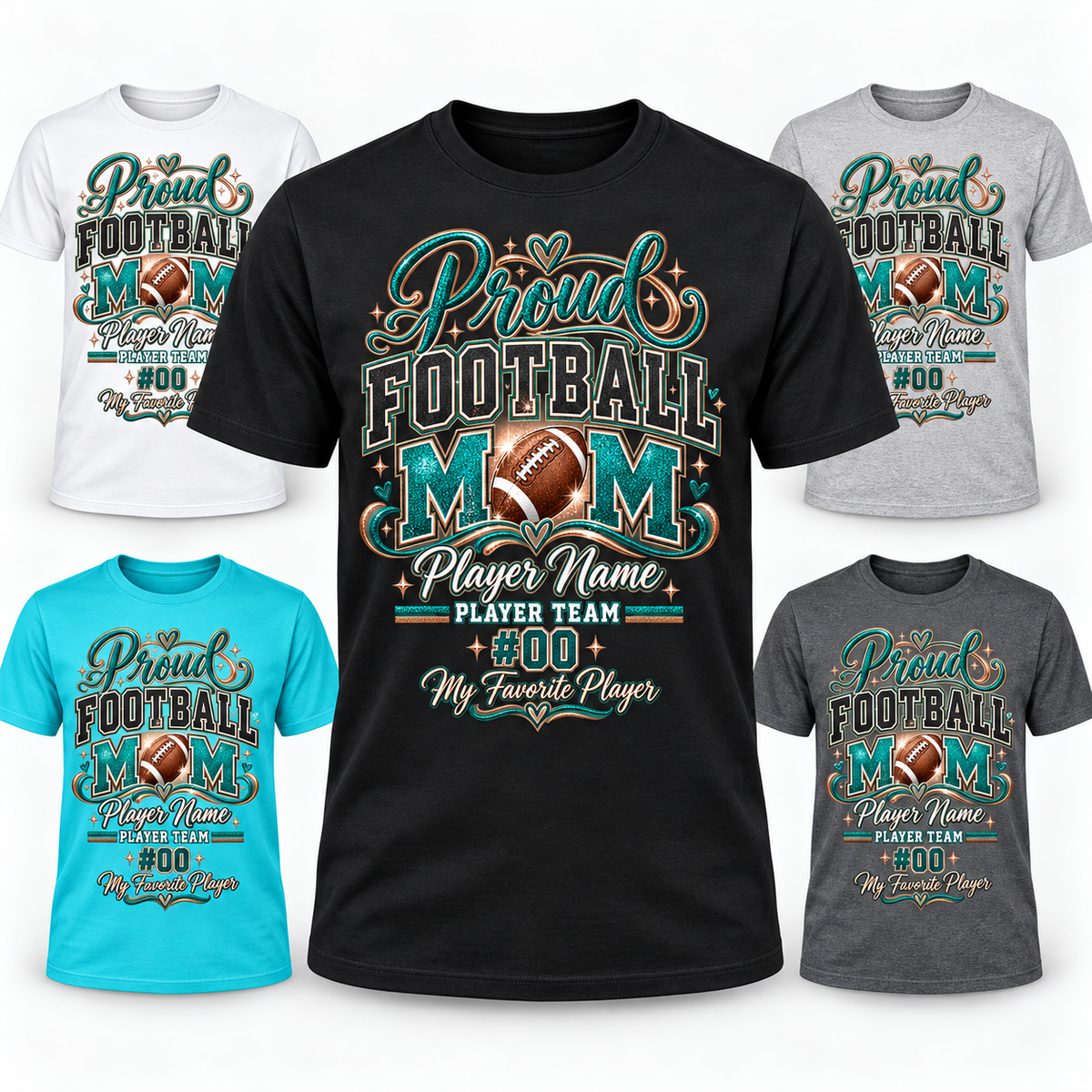 T-shirt My Favorite Player Football Mom personnalisé – Player Name, Team & Number