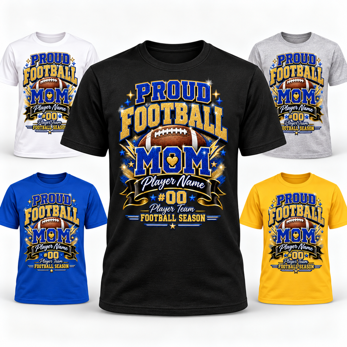 T-shirt Football Season Proud Mom personnalisé – Player Name, Team & Number | Game Day Tee