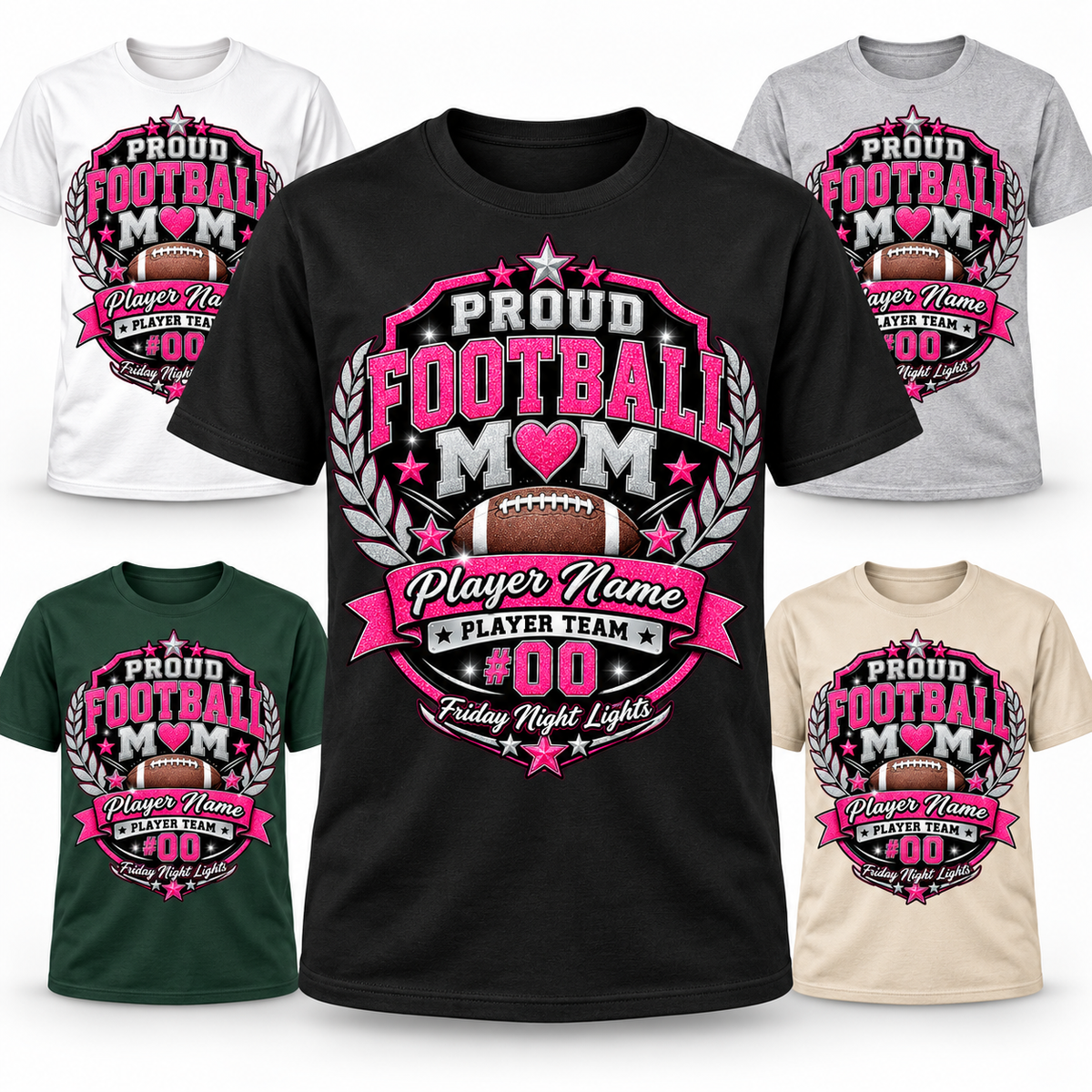 T-shirt Friday Night Lights Football Mom personnalisé – Player Name, Team & Number