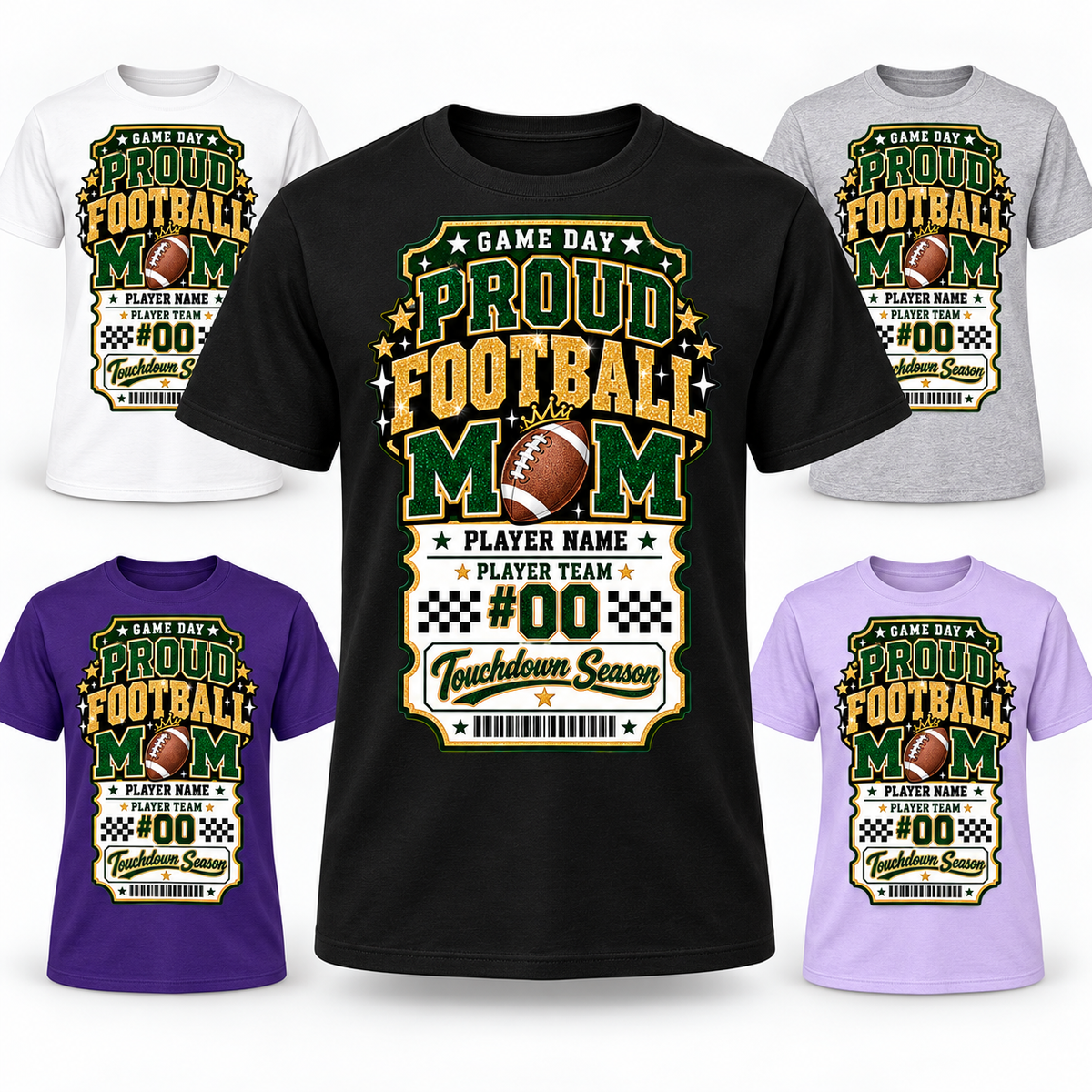 T-shirt Game Day Proud Football Mom personnalisé – Player Name, Team & Number | Touchdown Season