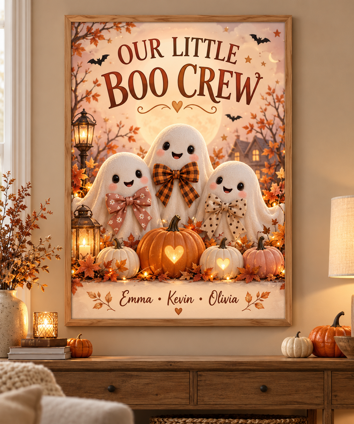 Our Little Boo Crew personalized Halloween framed artwork – custom family names
