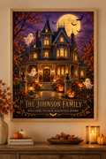 Welcome to Our Haunted Home personalized Halloween framed artwork – custom family names