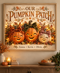 Our Pumpkin Patch personalized Halloween framed artwork – custom family names