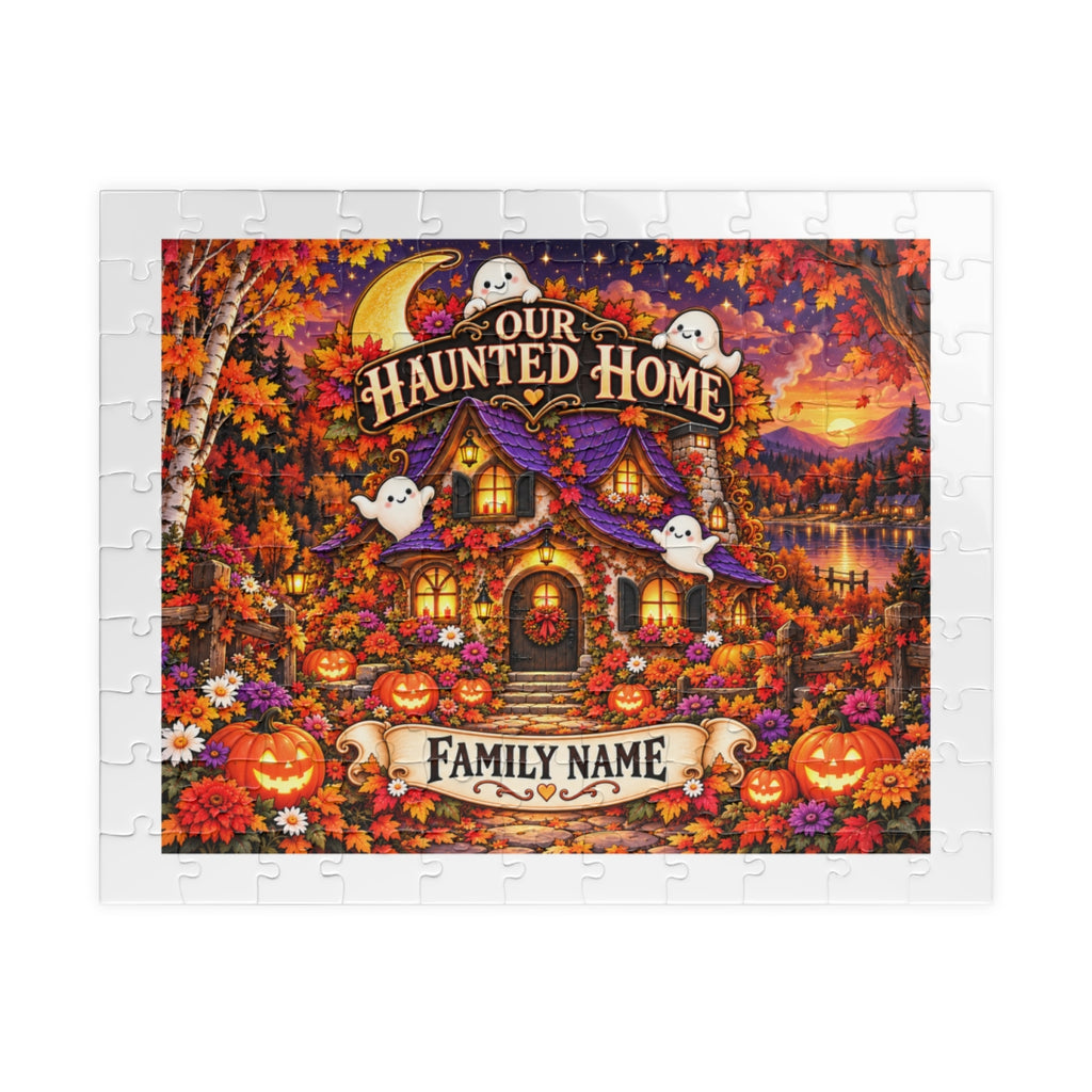 Our Haunted Home Personalized Halloween Jigsaw Puzzle – Custom Family Name