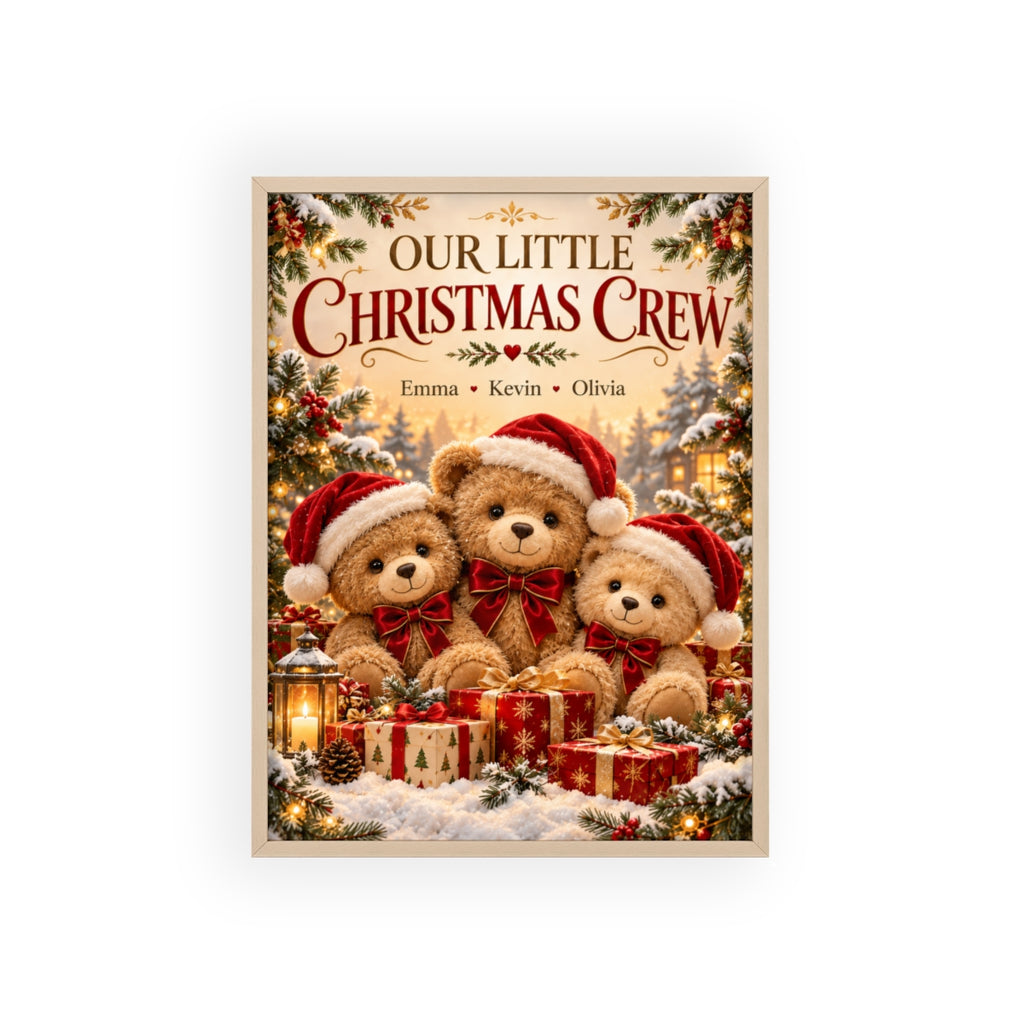 Actual 12 x 16 natural wood frame Christmas print